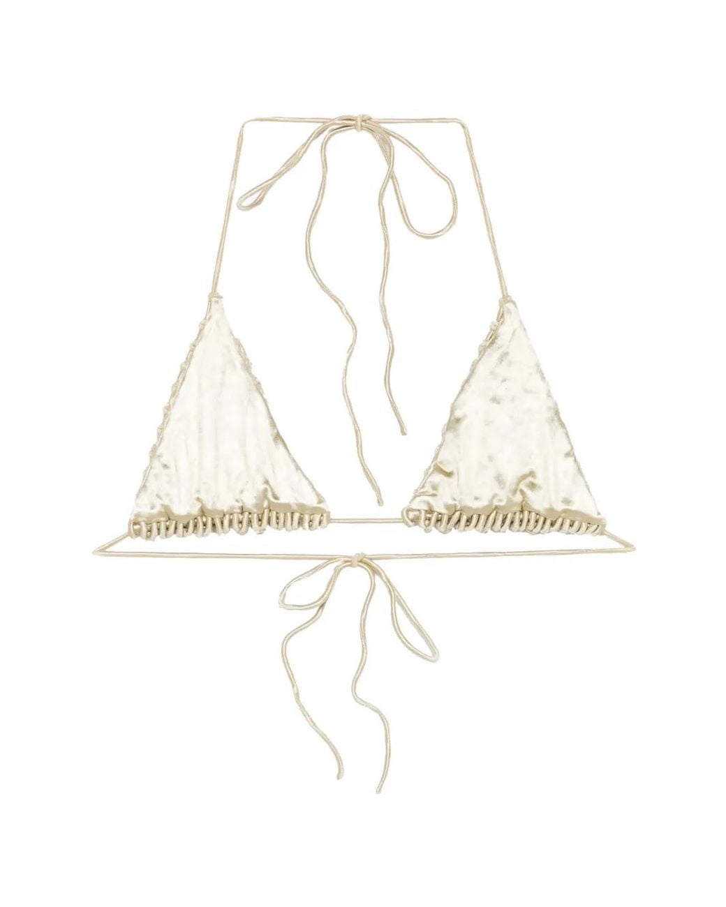 Isa Boulder White Macramé Triangle Bikini Top