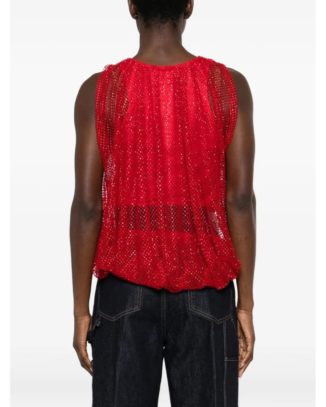 Sportmax Red Mesh Top