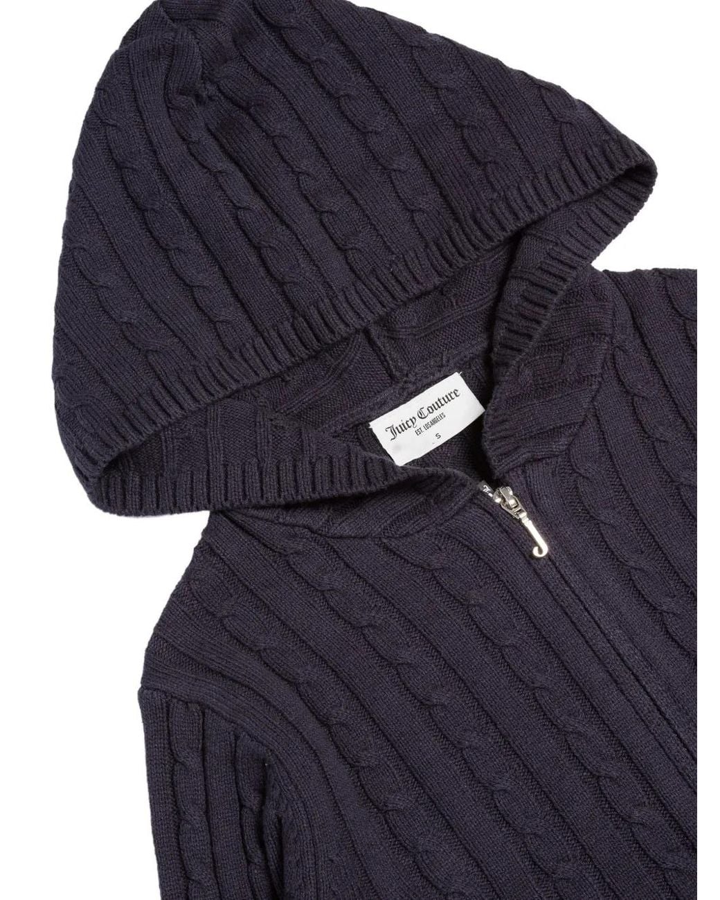 Juicy Couture Blue Cable-Knit Zip-Up Hoodie