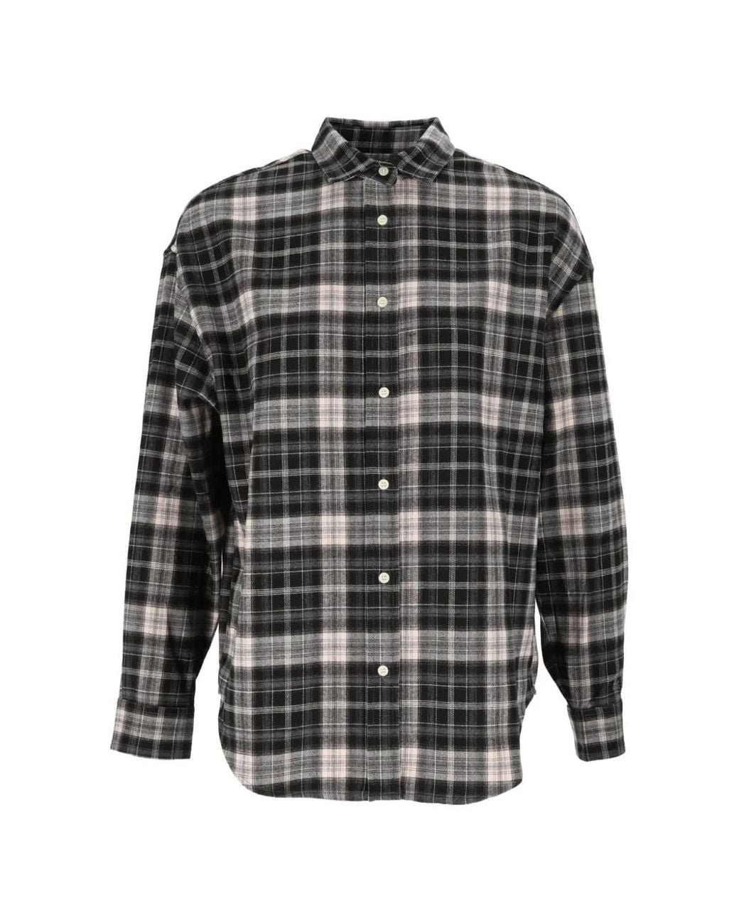 Mc2 Saint Barth Gray Gigy Flannel Shirt With Tartan Pattern And Logo Embroidery