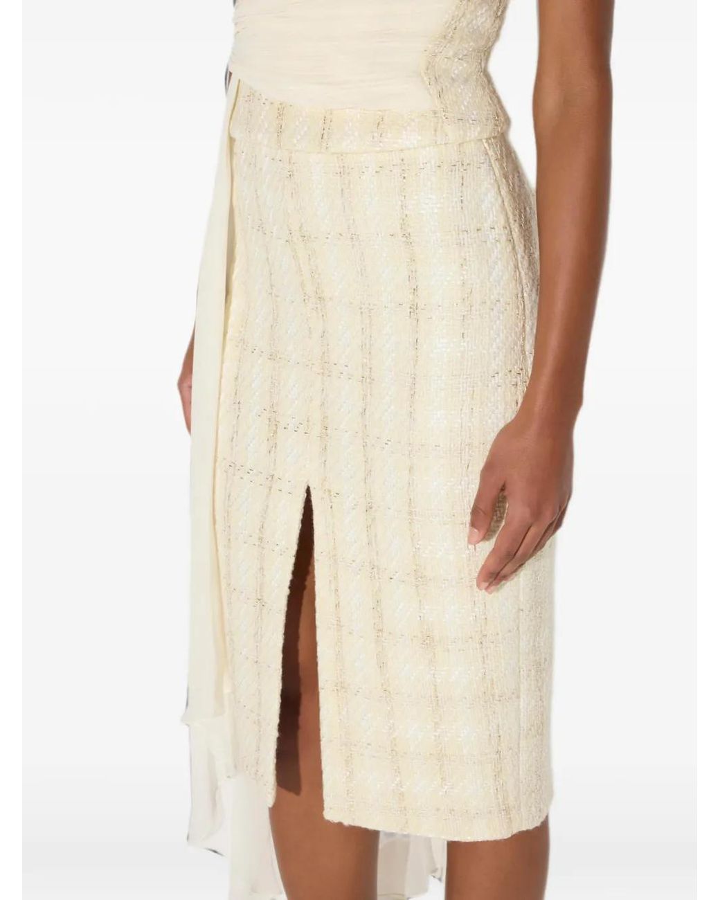 Elisabetta Franchi White Tweed Skirt