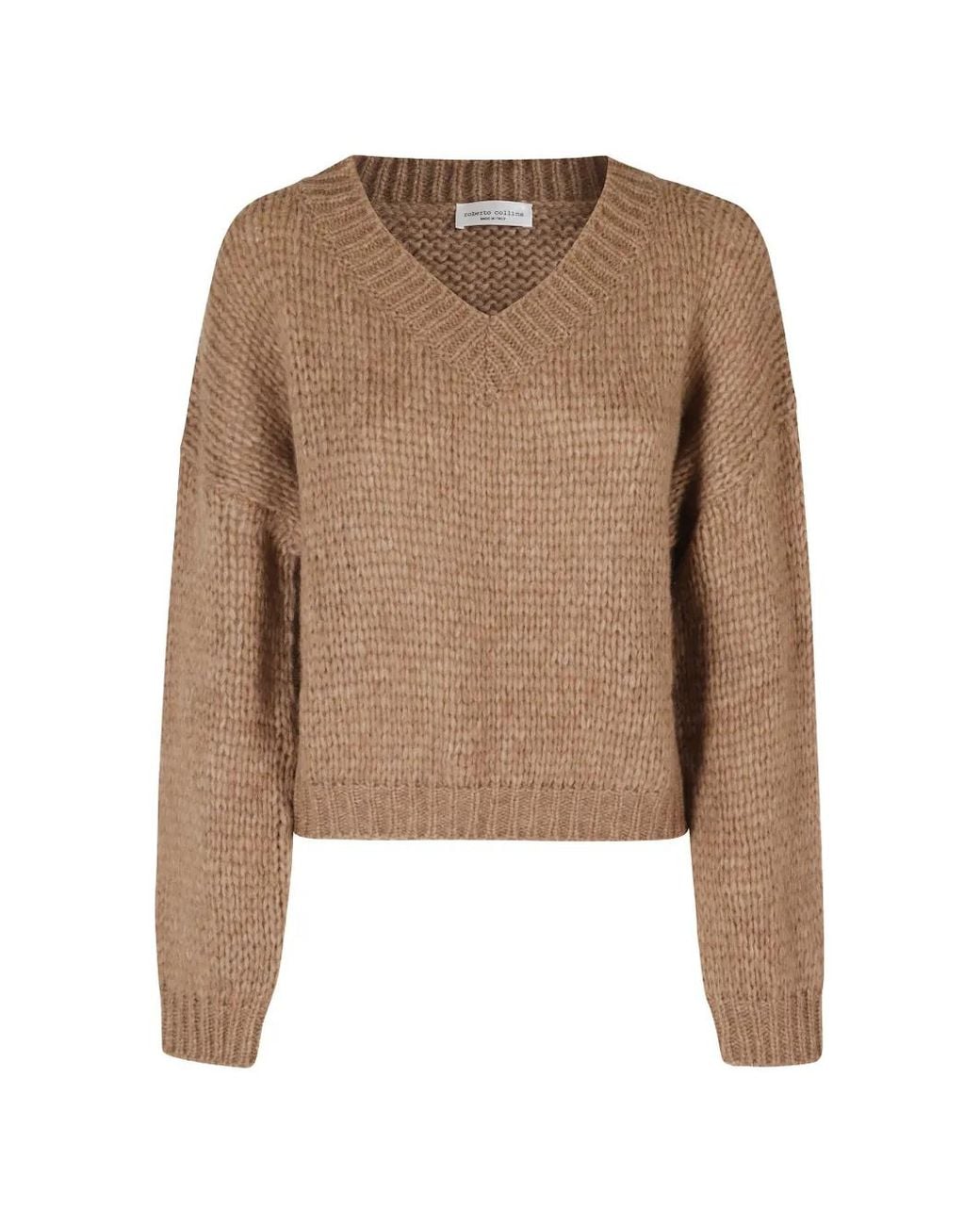 Roberto Collina Natural Chunky-Knit V-Neck Sweater