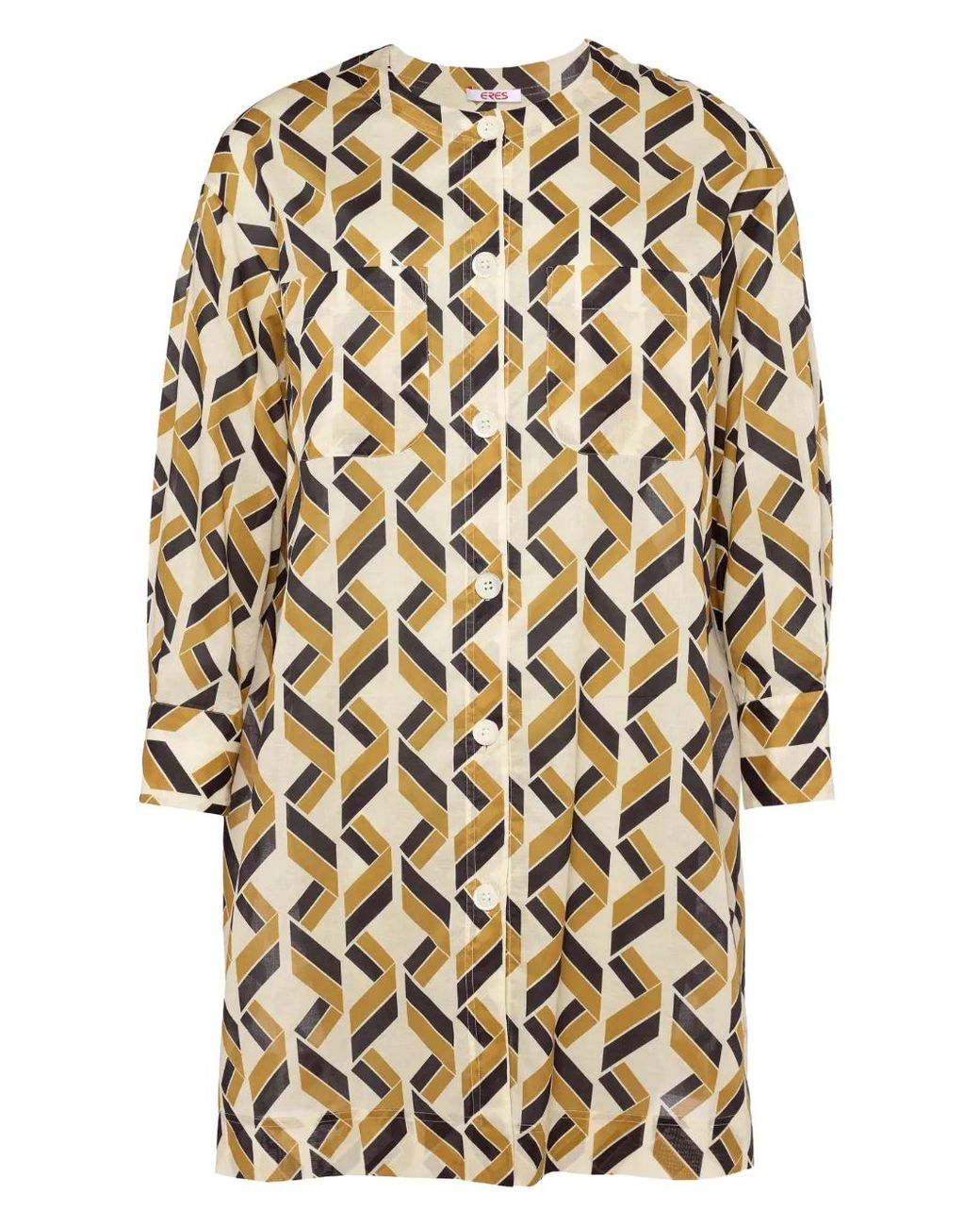 Eres White Espace Logo-Patch Geometric-Print Shirt