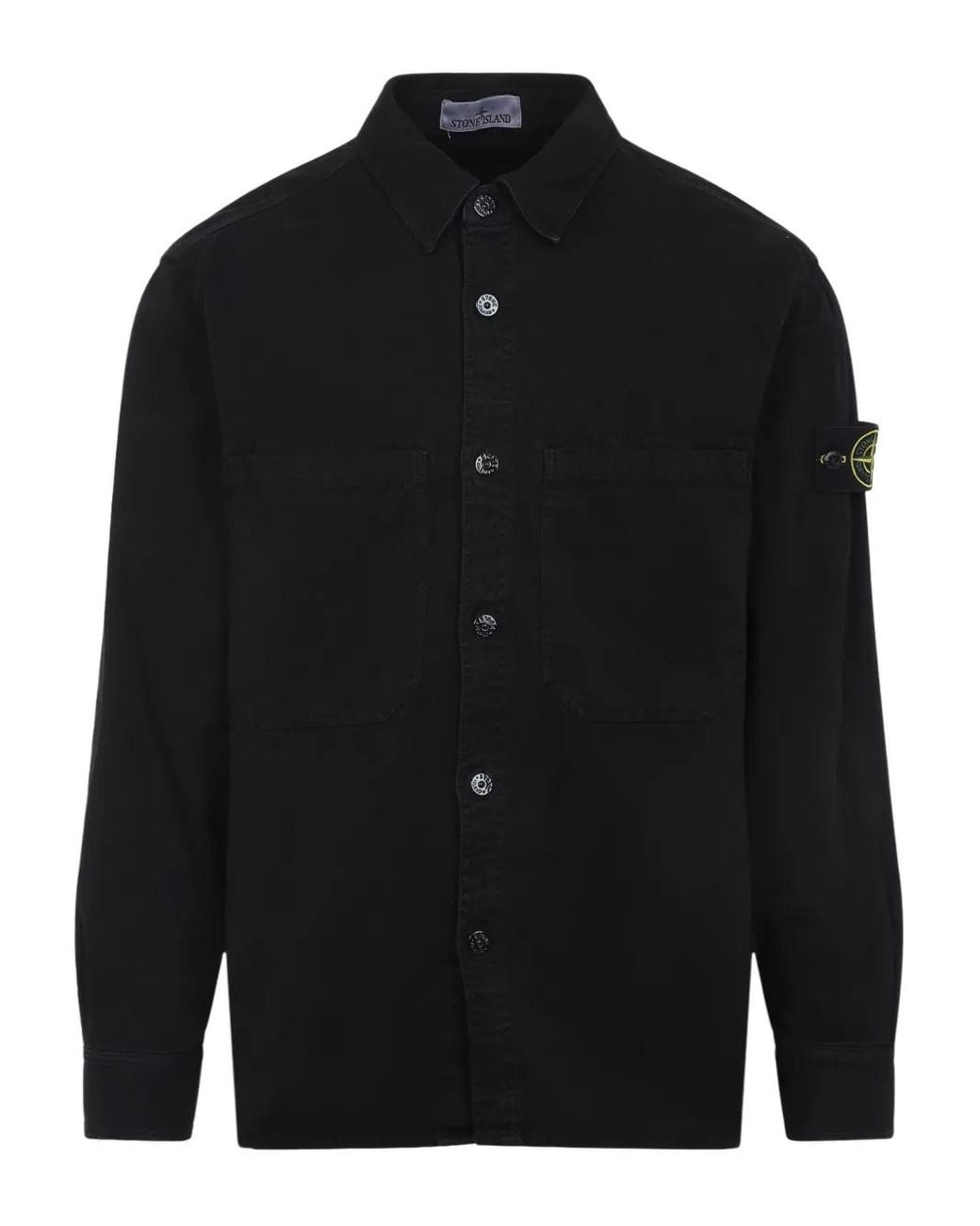Stone Island Blue Buttoned-Pocket Shirt Jacket for men