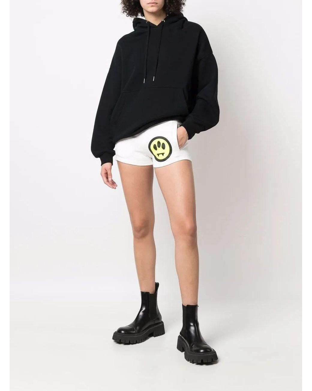 Barrow White Logo-Print Mini Shorts