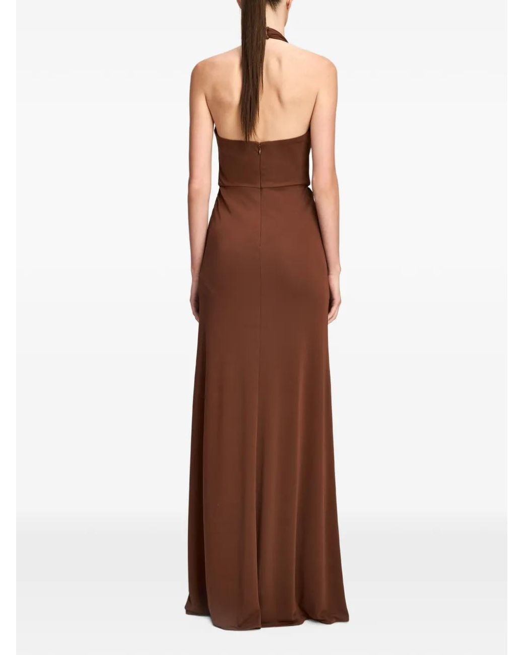 Cinq À Sept Brown Kessan Floral-Embellished Halterneck Maxi Dress