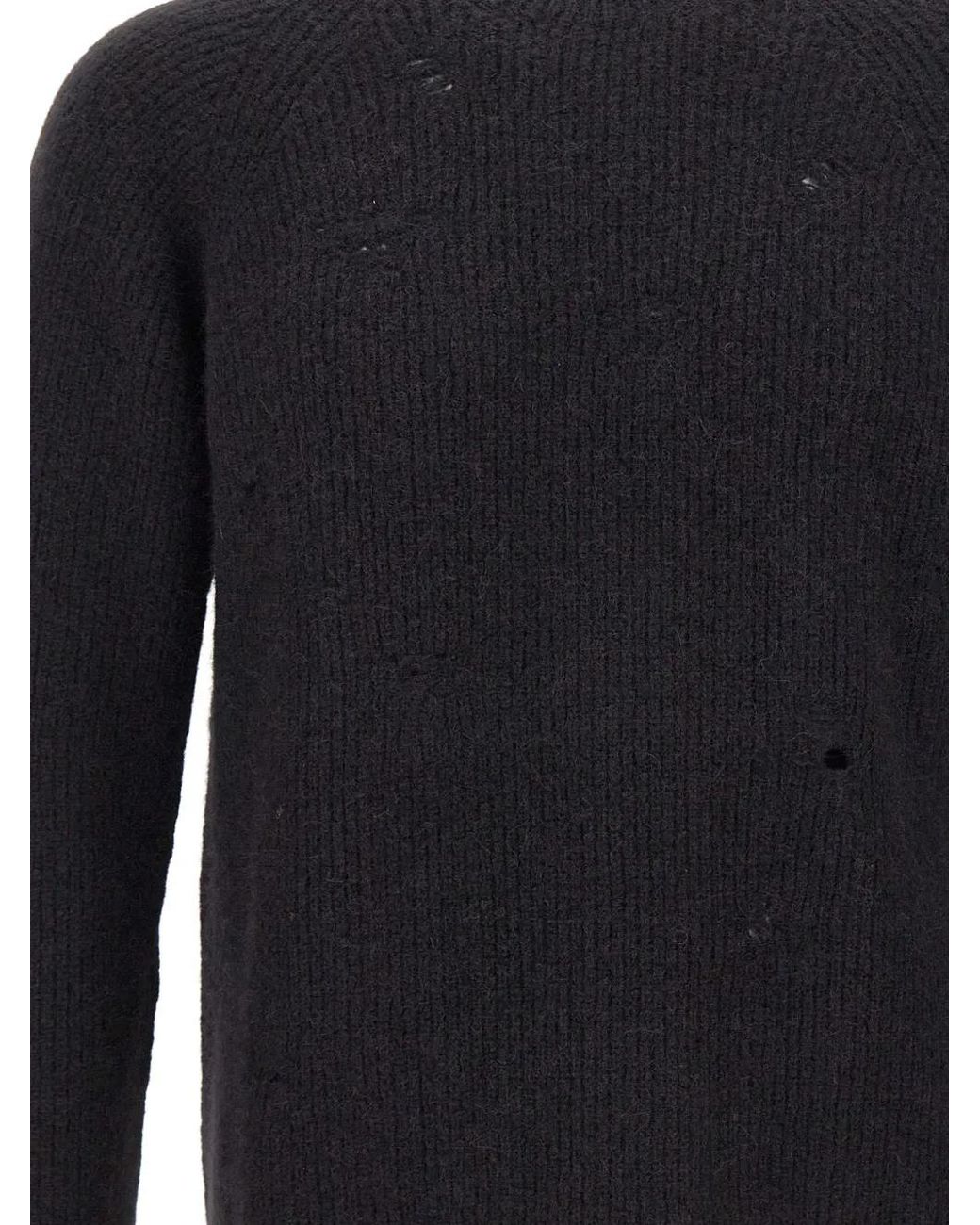 Laneus Blue Distressed Ribbed Sweater for men