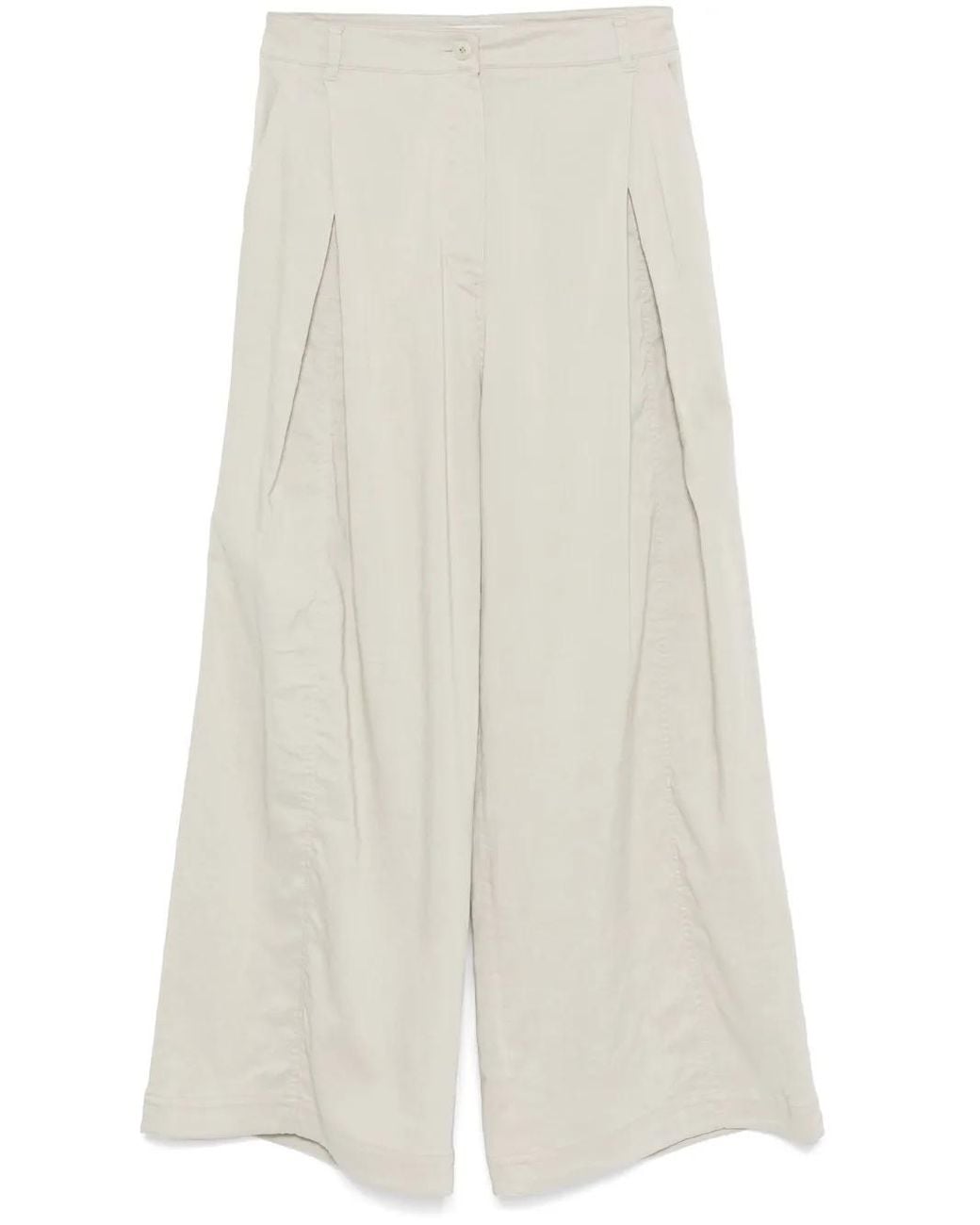 Low Classic White Pleated Palazzo Pants