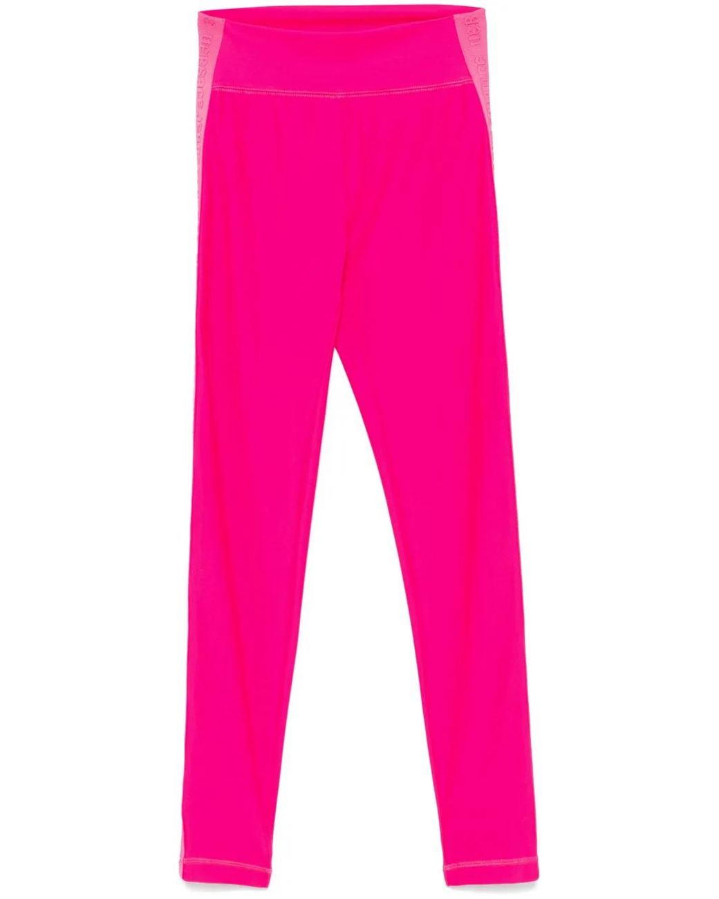 Versace Jeans Couture Pink Logo-Trim Leggings