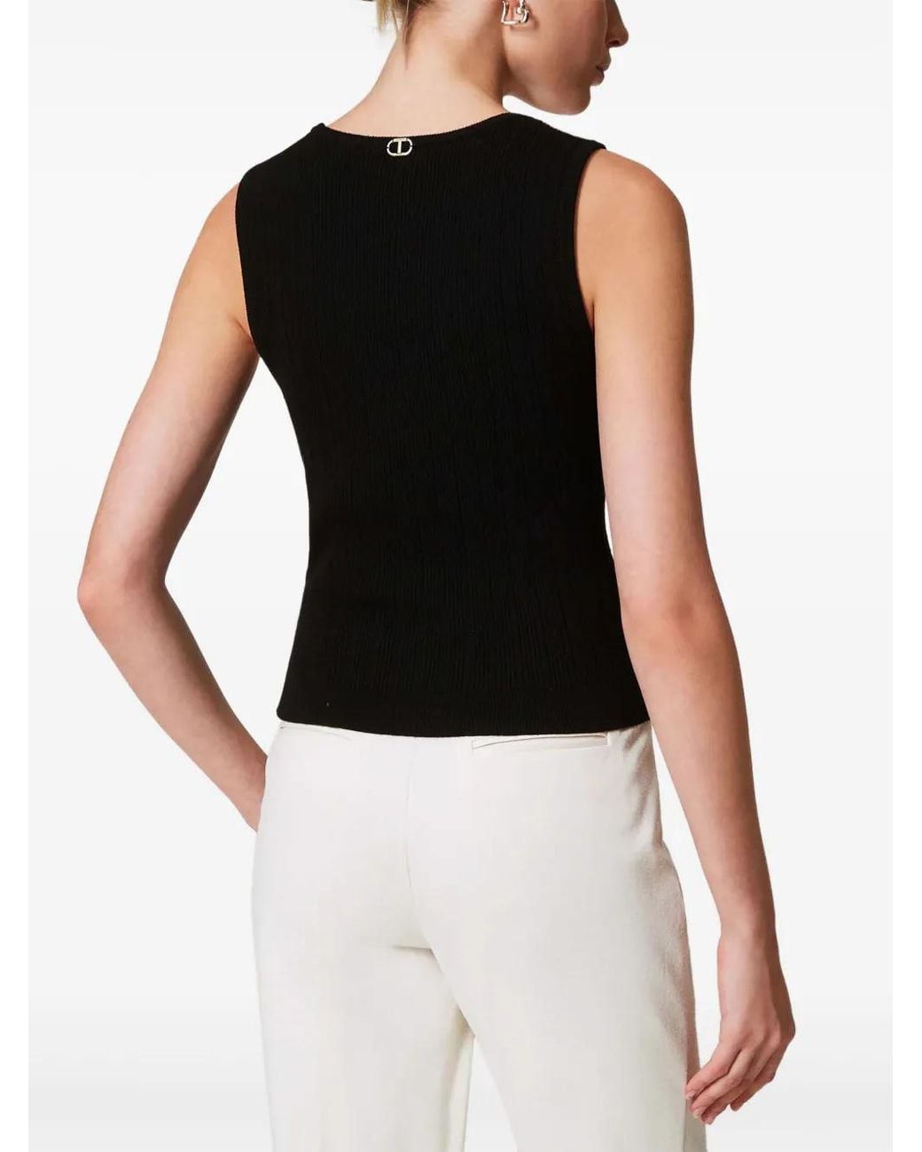 Twinset Black Decorative-Buttons Knitted Top