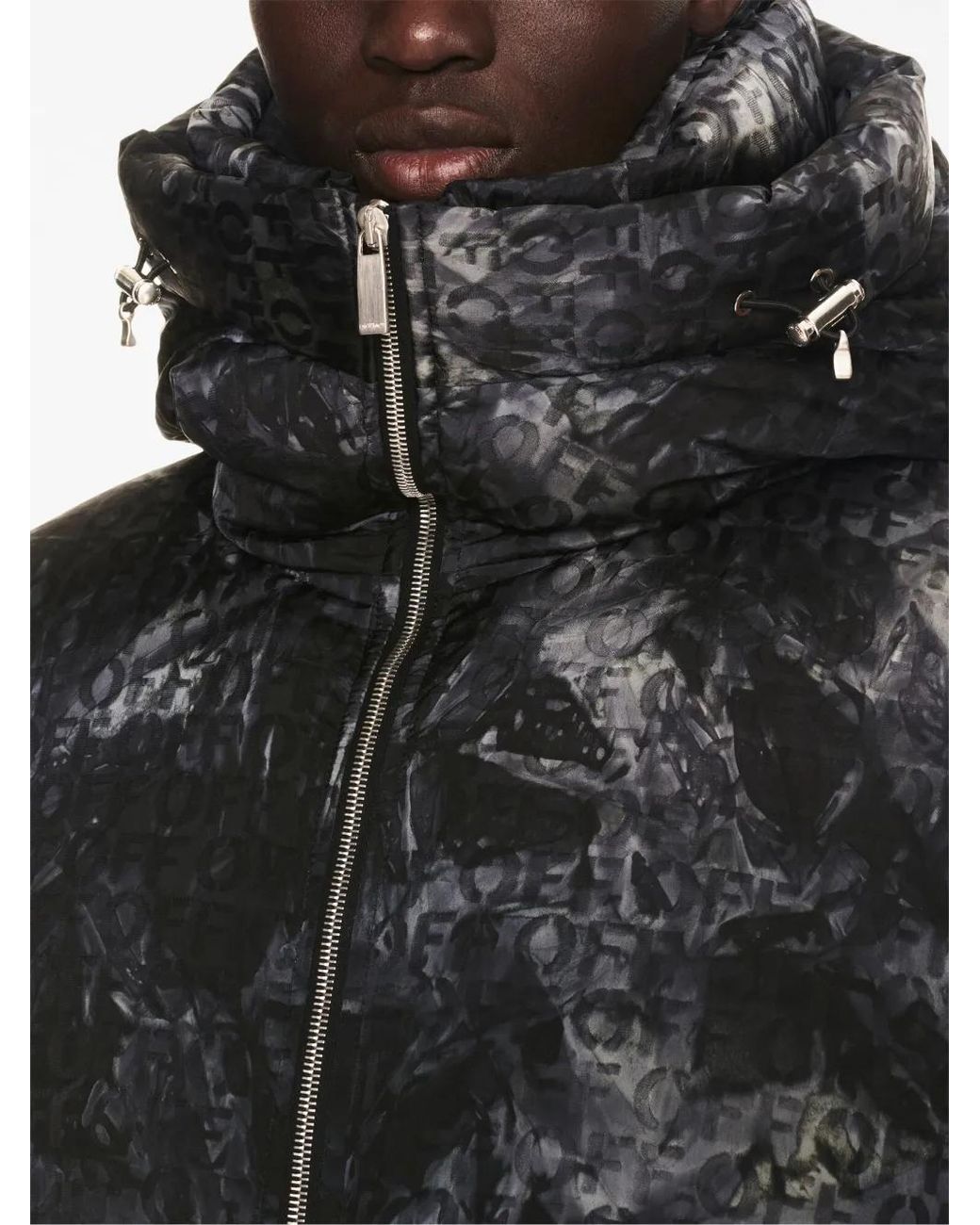 Off-White c/o Virgil Abloh Black Logo-Jacquard Puffer Jacket for men
