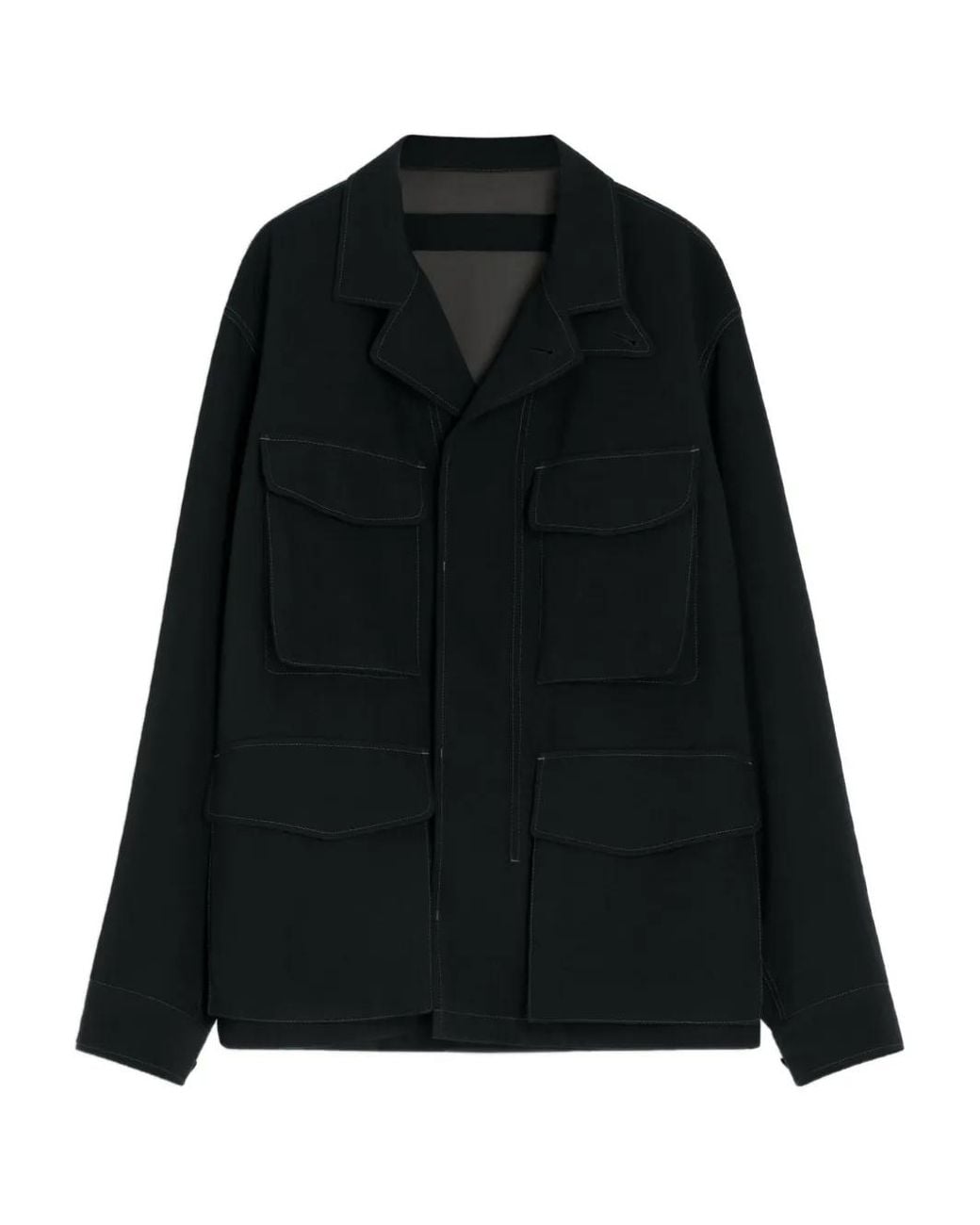 Lemaire Black Buttoned-Cuff Pocket Overshirt for men
