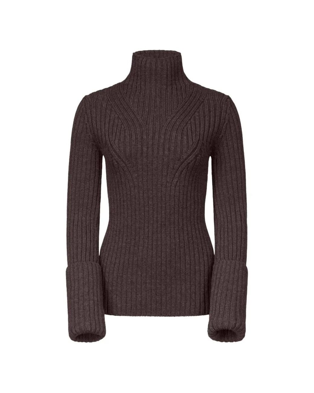 FFORME Brown Astrid Ribbed-Knit Sweater