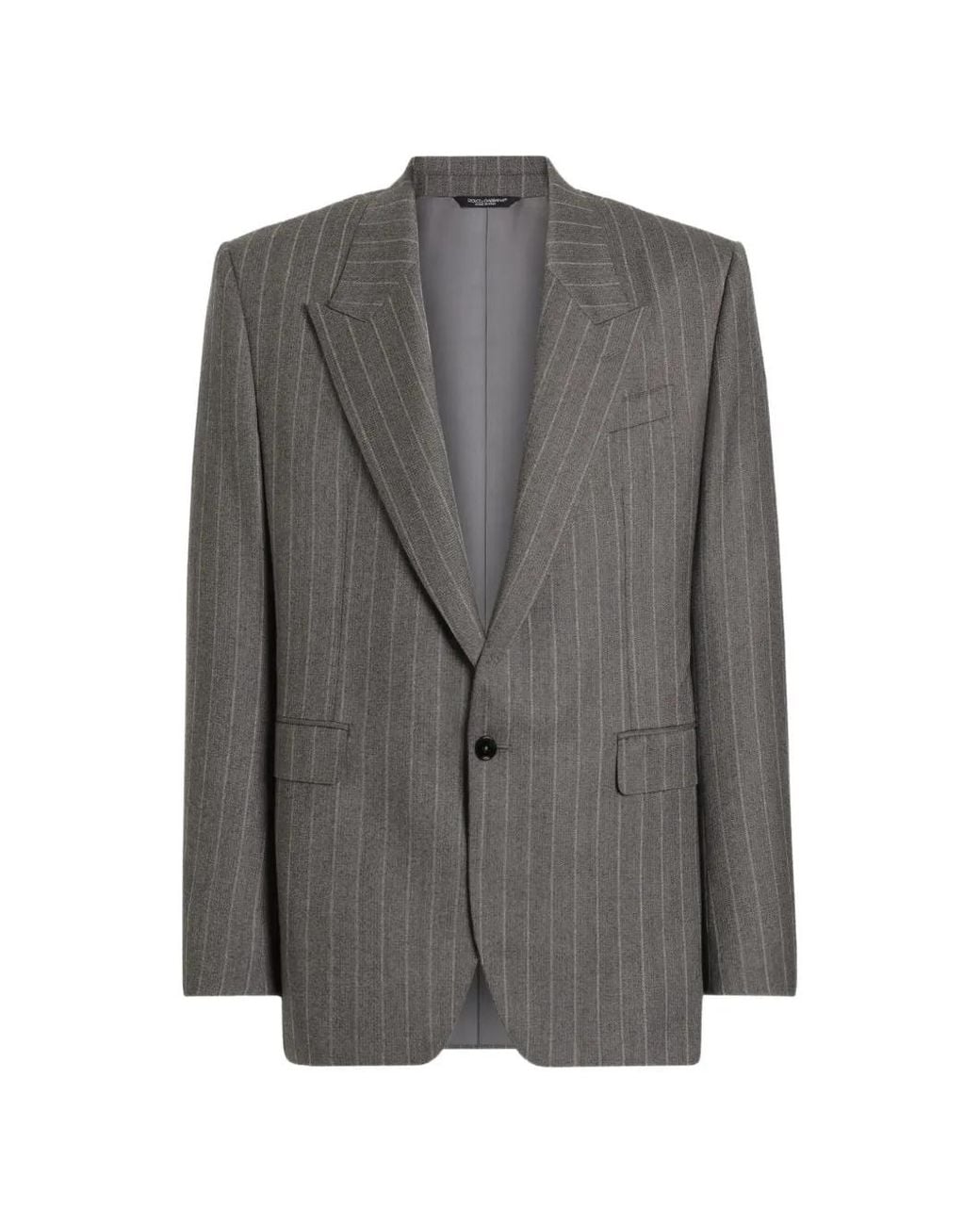 Dolce & Gabbana Gray Veste En Laine Palermo À Simple Boutonnage Et Fines Rayures for men