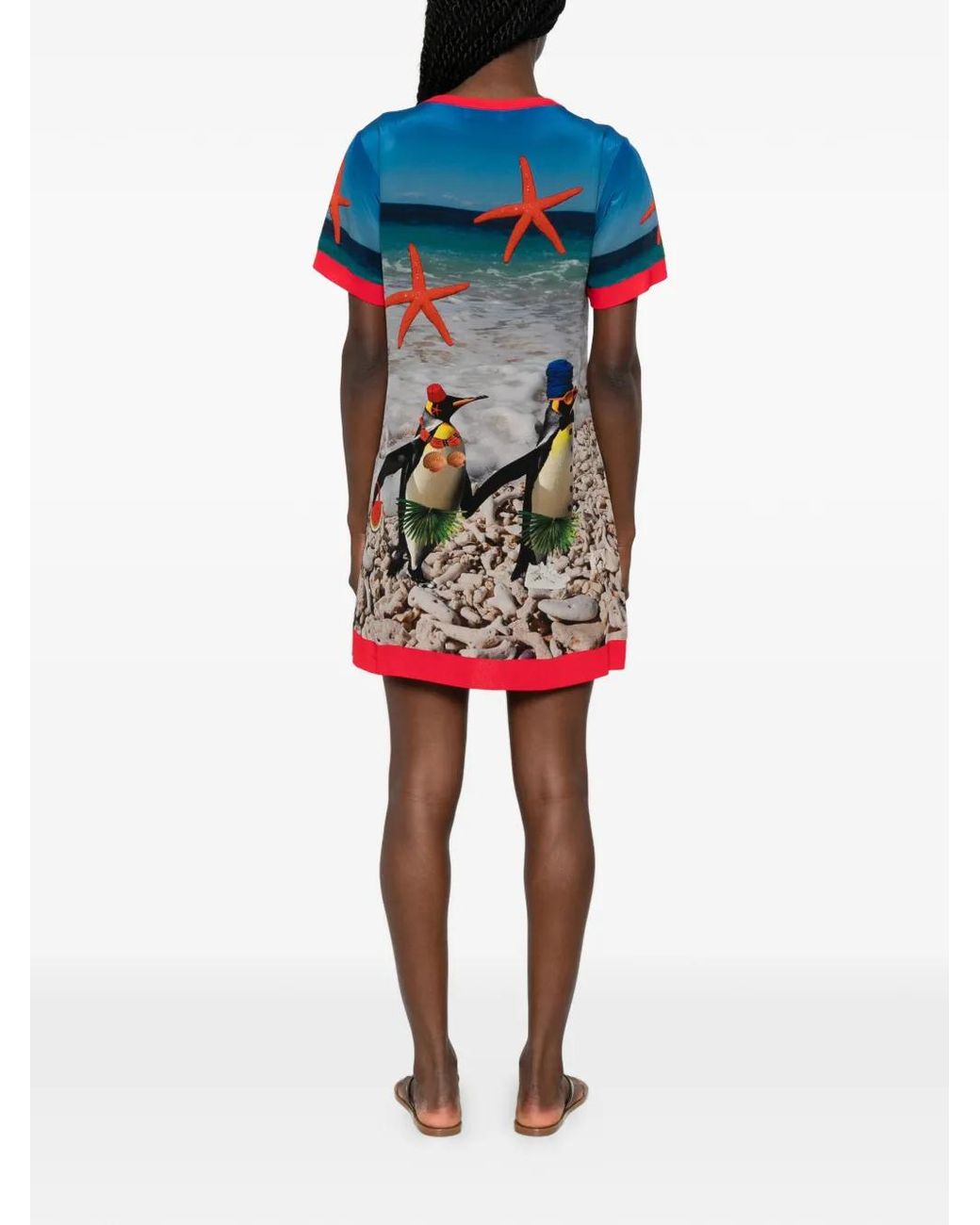 The Artistylist Red Graphic-Print Short-Sleeve Mini Dress