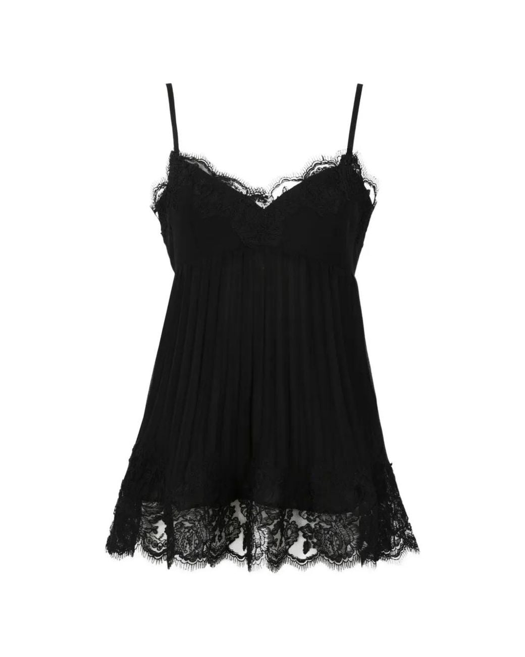 Zimmermann Black Pleated Lace Cami Top