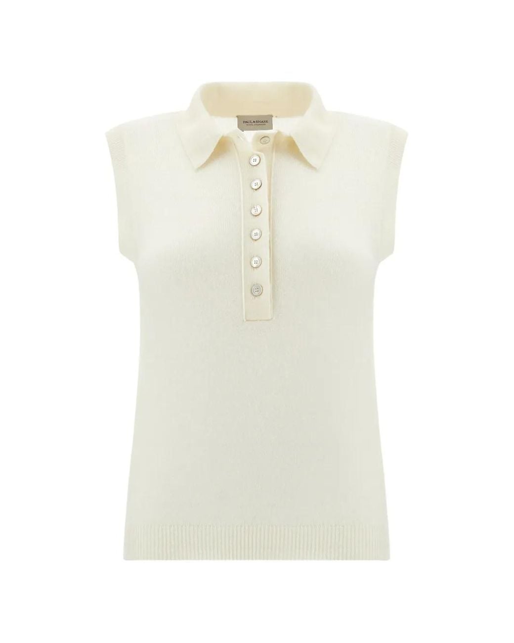 Paul & Shark White Sleeveless Knitted Polo Shirt