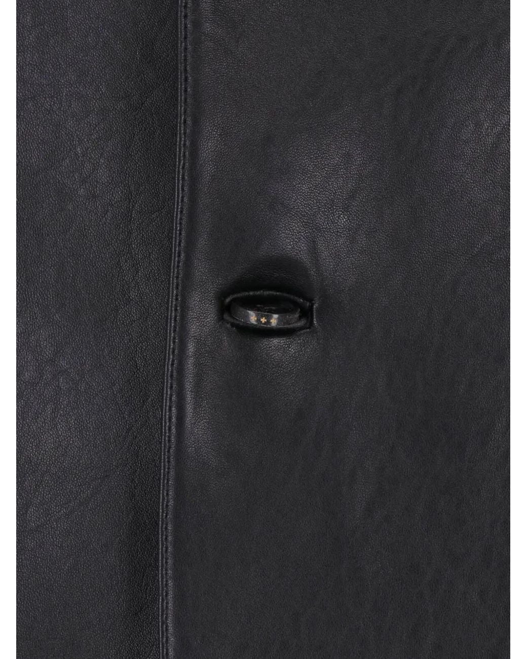 TONYWACK Black Button-Up Leather Jacket for men