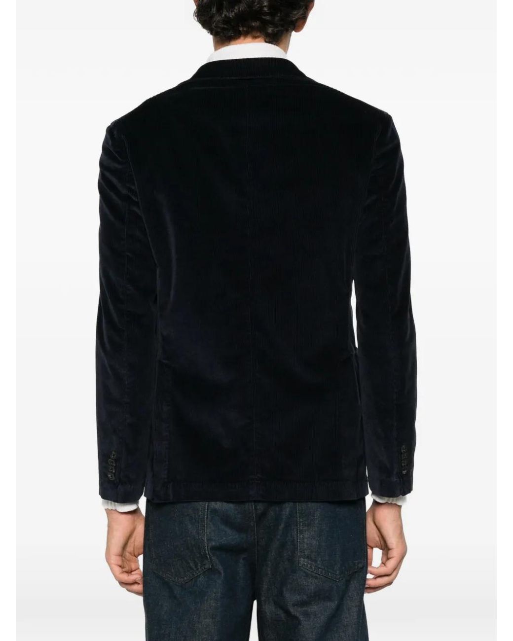 Manuel Ritz Black Corduroy Single-Breasted Blazer for men