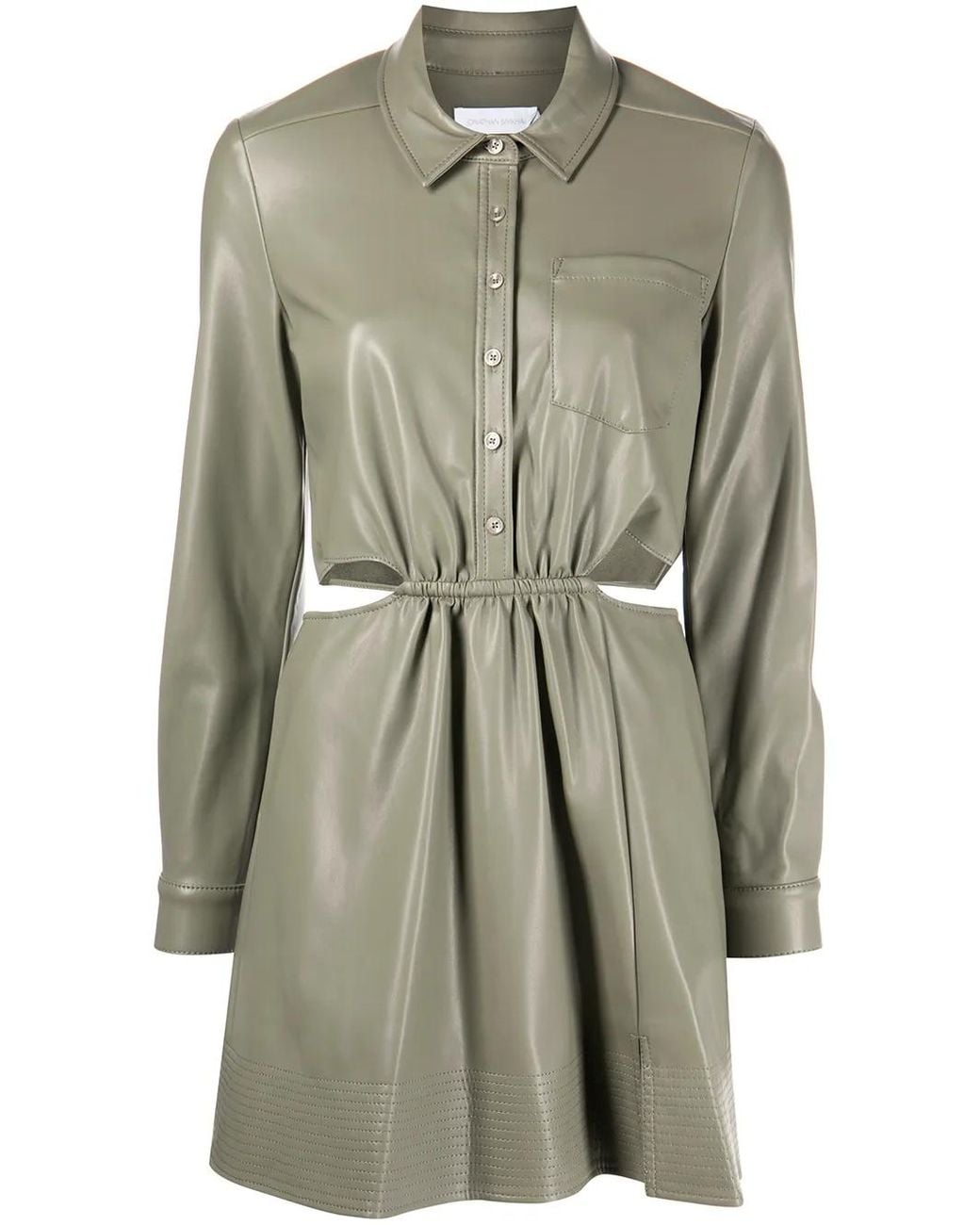 Jonathan Simkhai Gray Faux-Leather Cut-Out Dress
