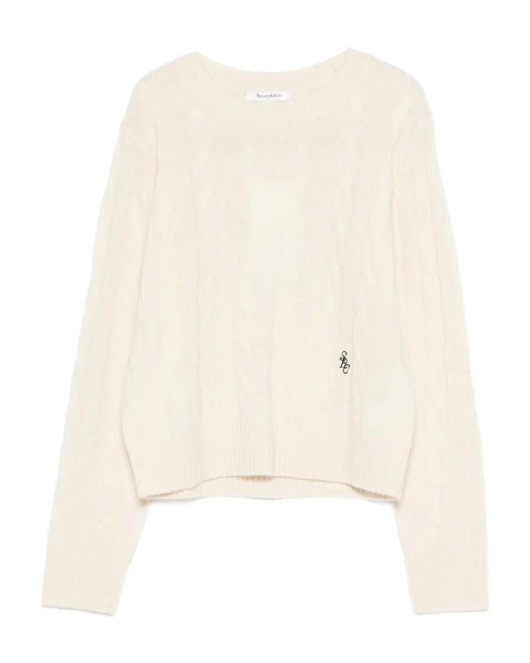 Sporty & Rich Natural Cable-Knit Sweater