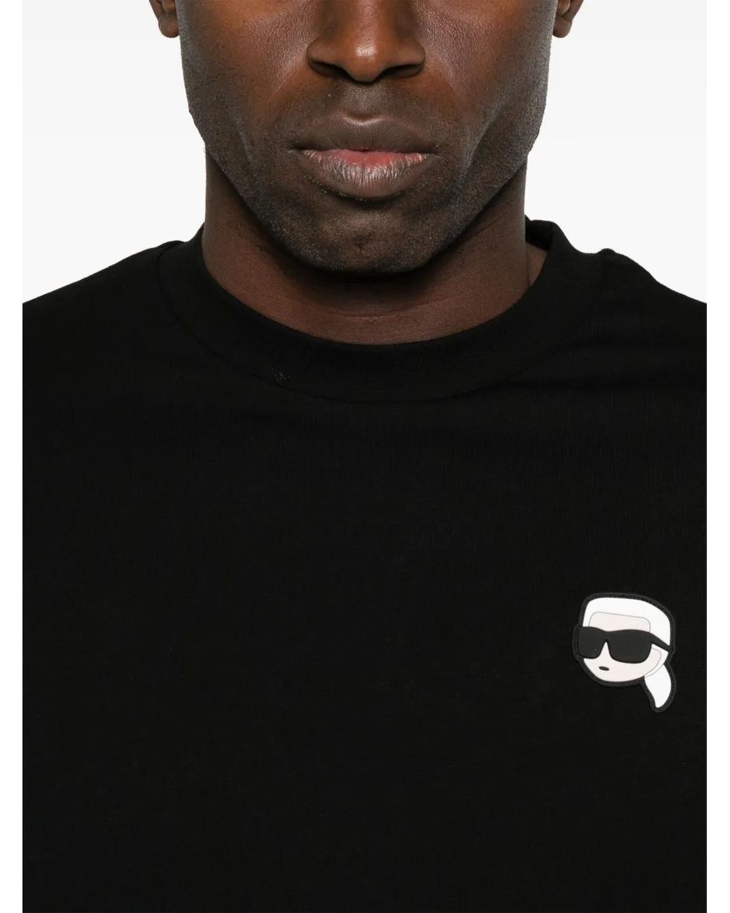 Karl Lagerfeld Black Karl Ikon-Patch T-Shirt for men
