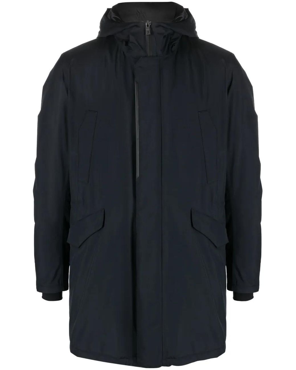 Herno Blue Flap-Pockets Hooded Jacket for men