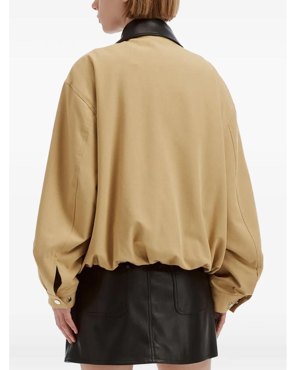 B+ AB Natural Contrast-Collar Zip-Up Jacket
