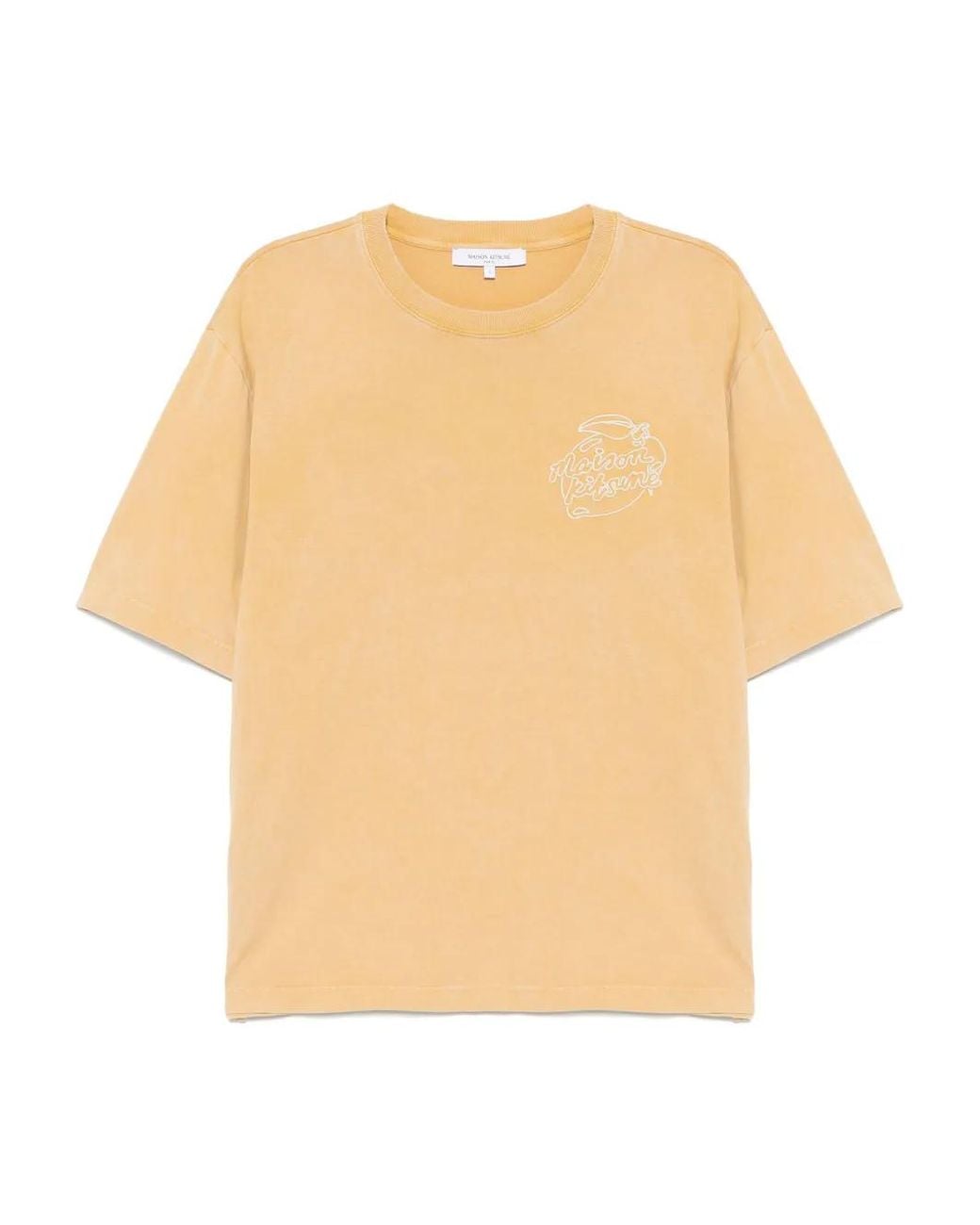 Maison Kitsuné Natural Embroidered T-Shirt for men