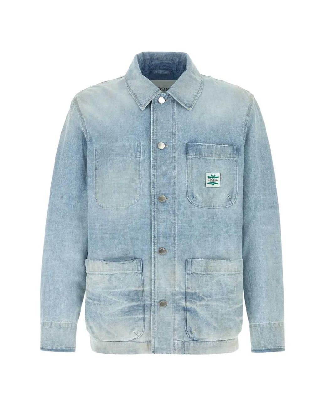 Closed Blue Logo-Patch Denim Jacket for men