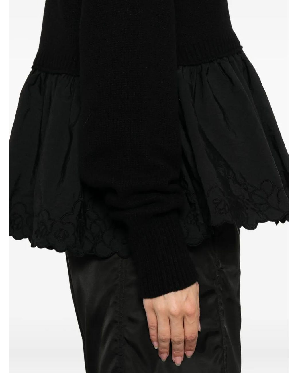 CECILIE BAHNSEN Black Ruffled Sweater