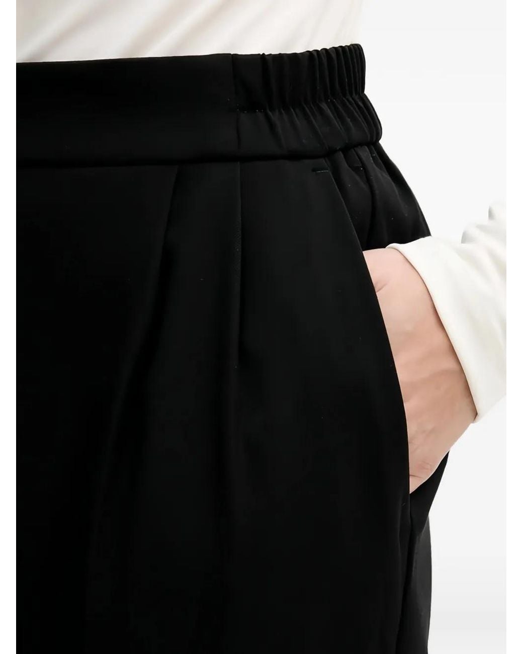 Sisley Black Elasticated Pleated Trousers