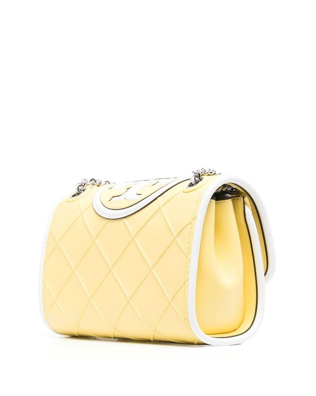 Tory Burch Embossed And Quilted Cross-body Bag in Natural | Lyst