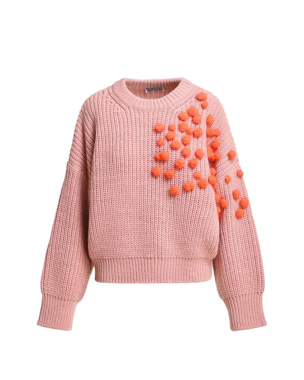 Essentiel Antwerp Pink Kostar Pompon-Embellished Sweater