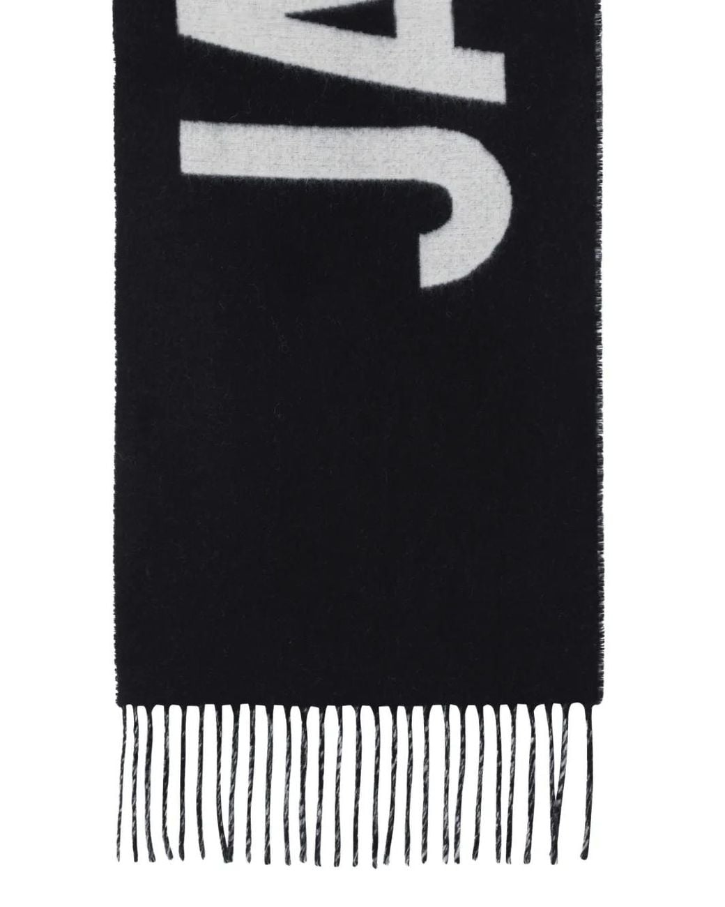 Jacquemus Fringe Logo Scarf in Black for Men | Lyst UK