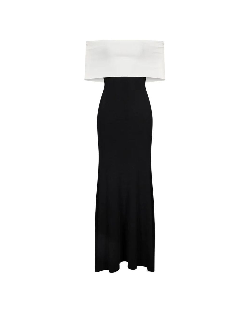 Roland Mouret Black Robe Longue Colour Block À Épaules Dénudées