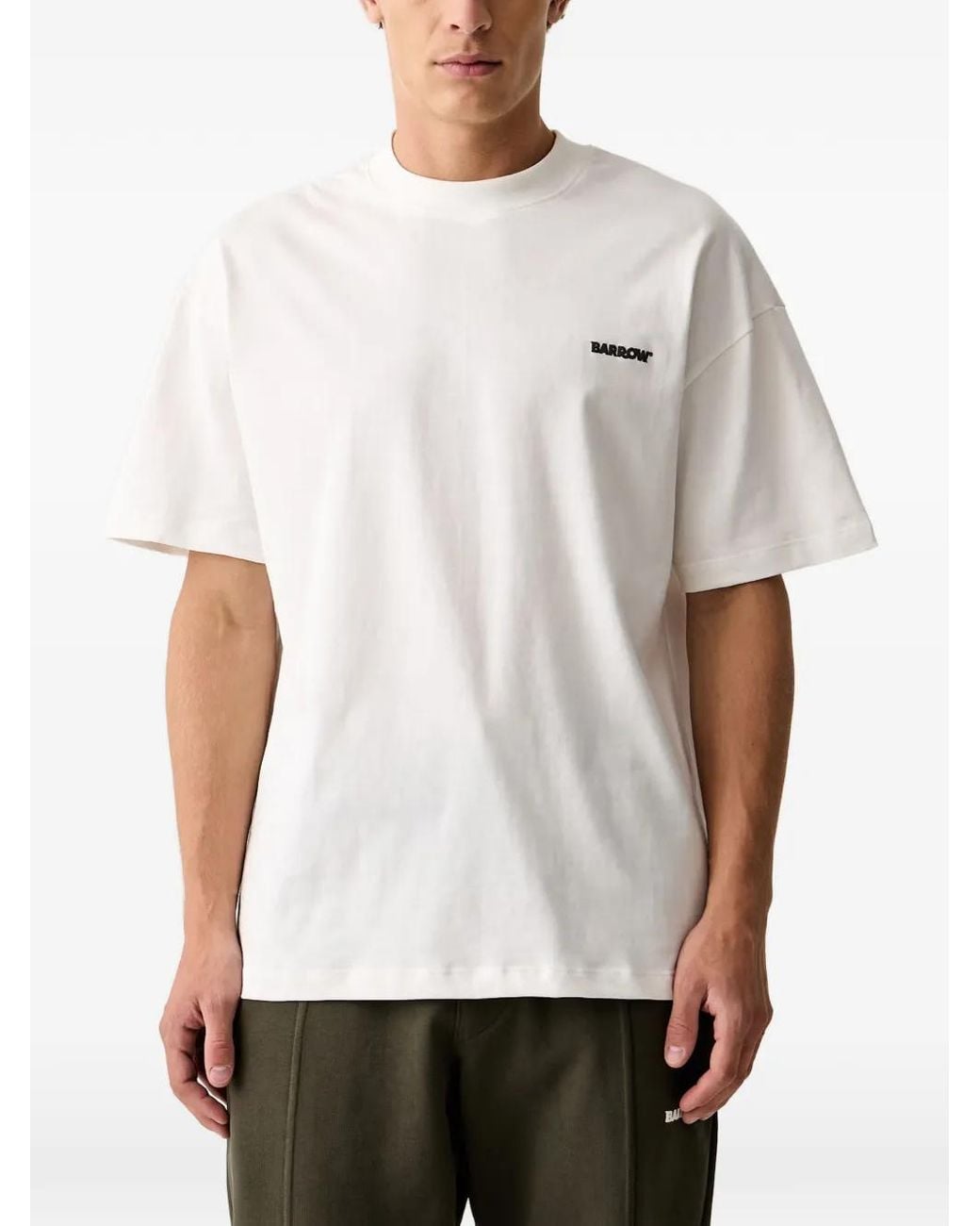 Barrow White Logo-Print Cotton T-Shirt