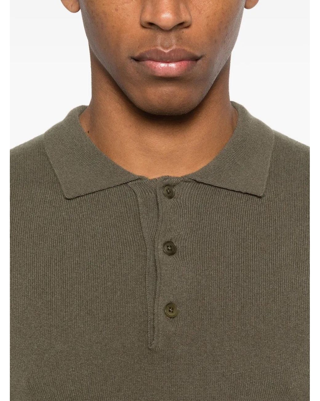 Extreme Cashmere Green Salamander Collar Polo Shirt