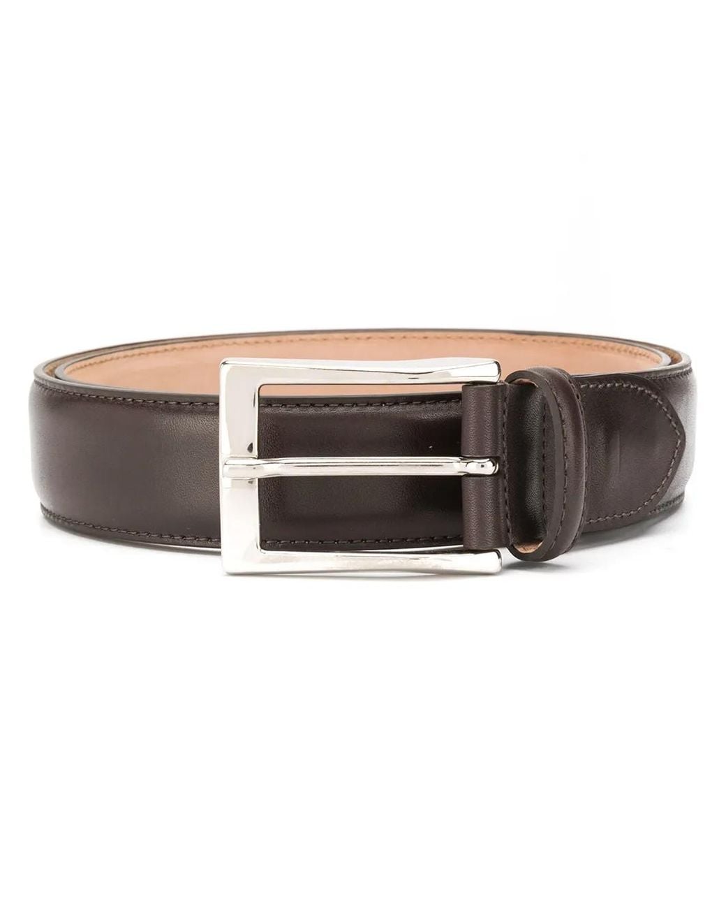 Scarosso Brown Classic Square Buckle Belt for men