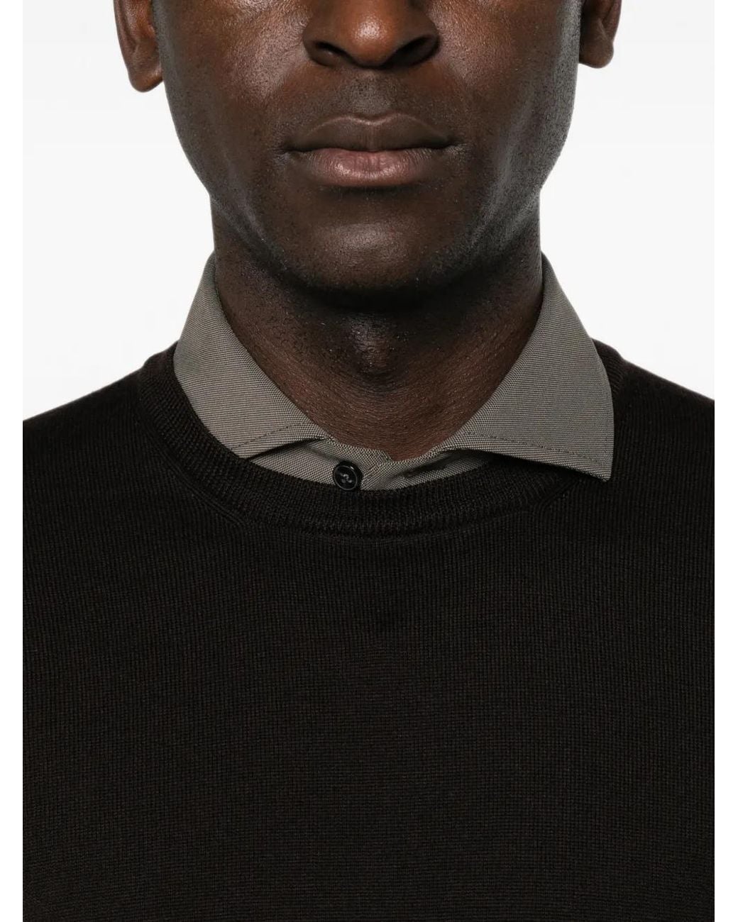 Gran Sasso Black Crew-Neck Knitted Sweater for men