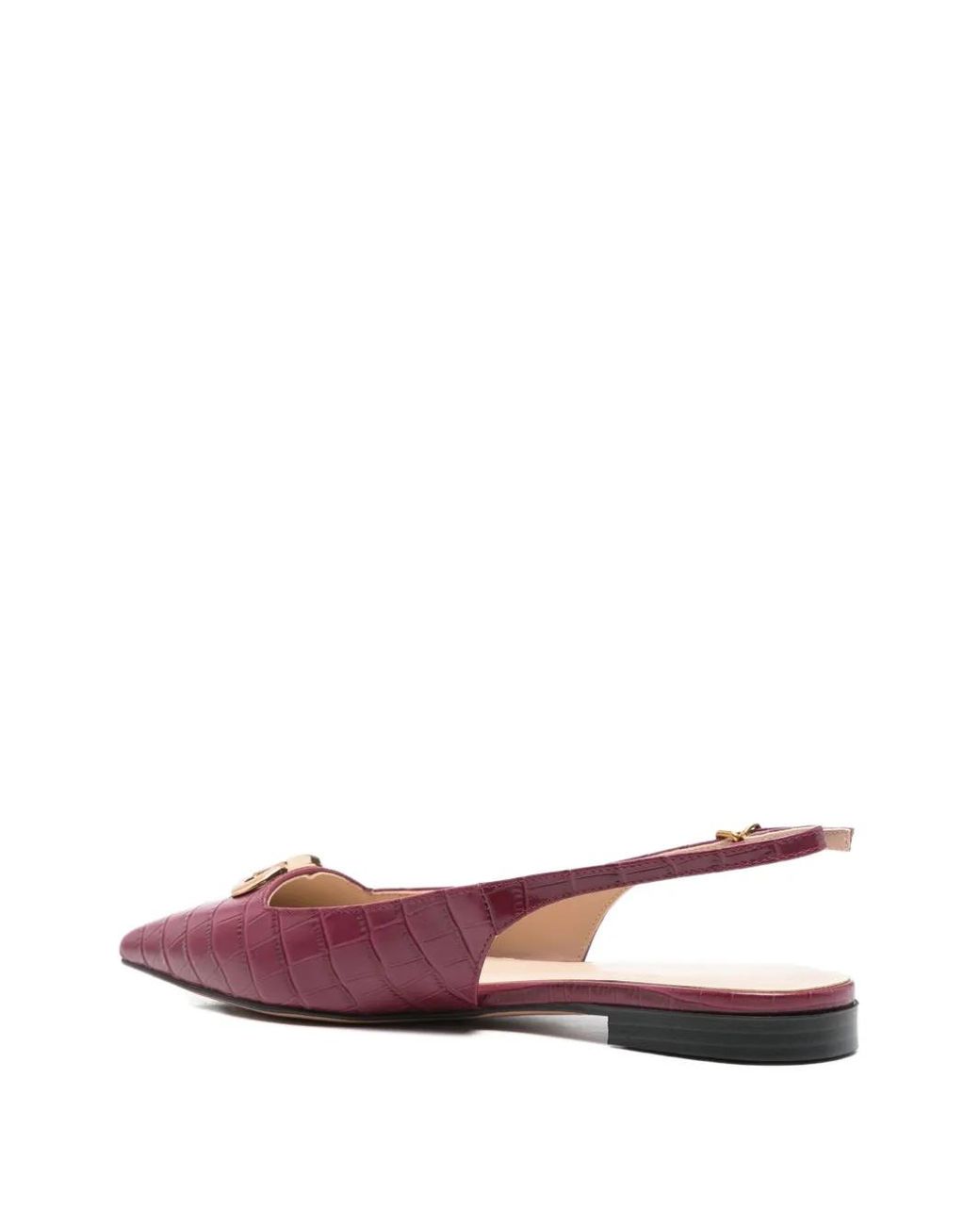 Twinset Pink Crocodile-Effect Slingback Pumps