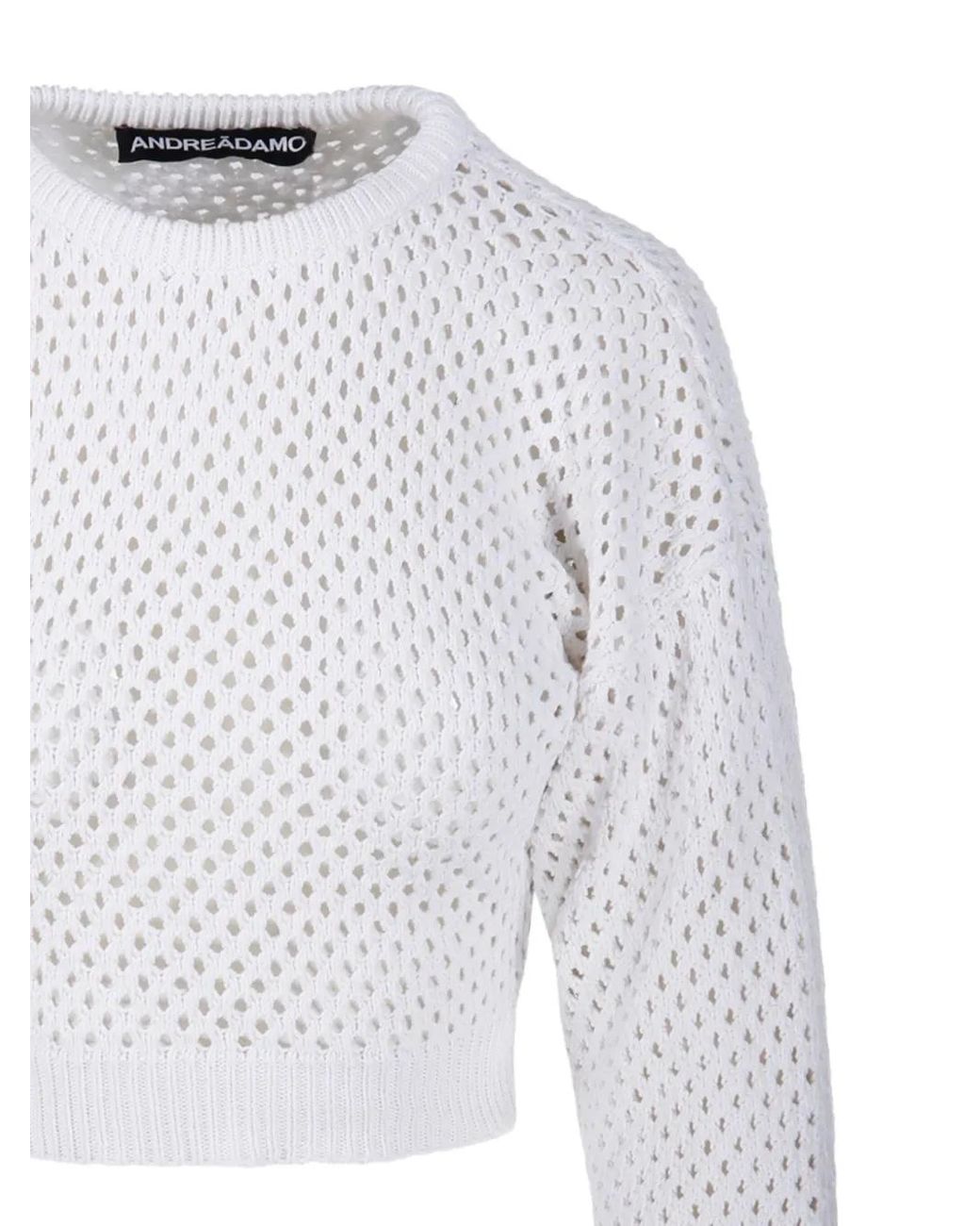 ANDREADAMO White Crochet-Knit Sweater