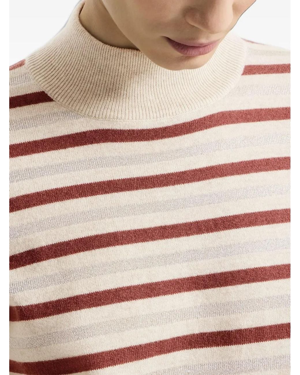Brunello Cucinelli Natural Wool And Cashmere Striped Sweater
