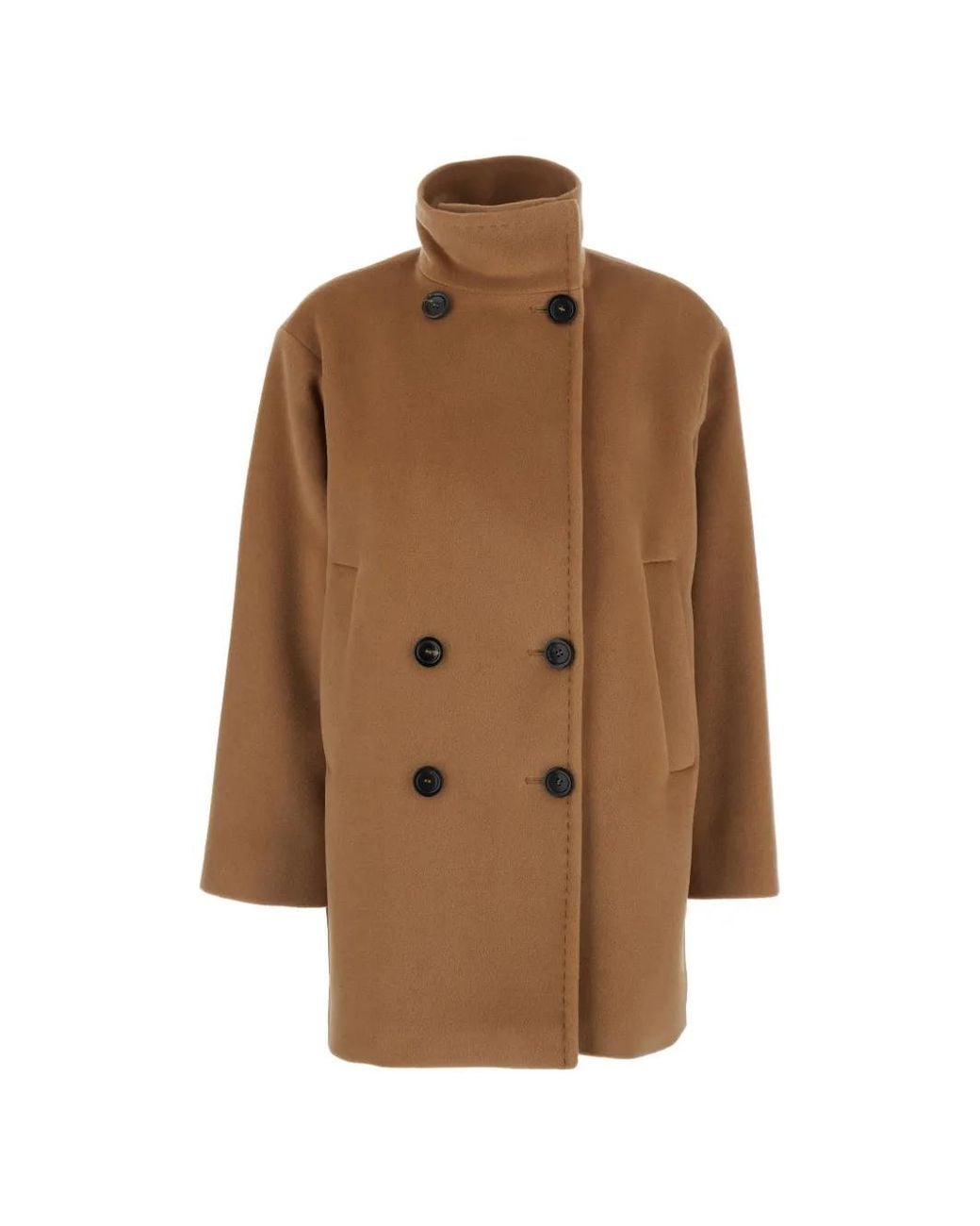 Max Mara Brown Double-Breasted High-Neck Jacket
