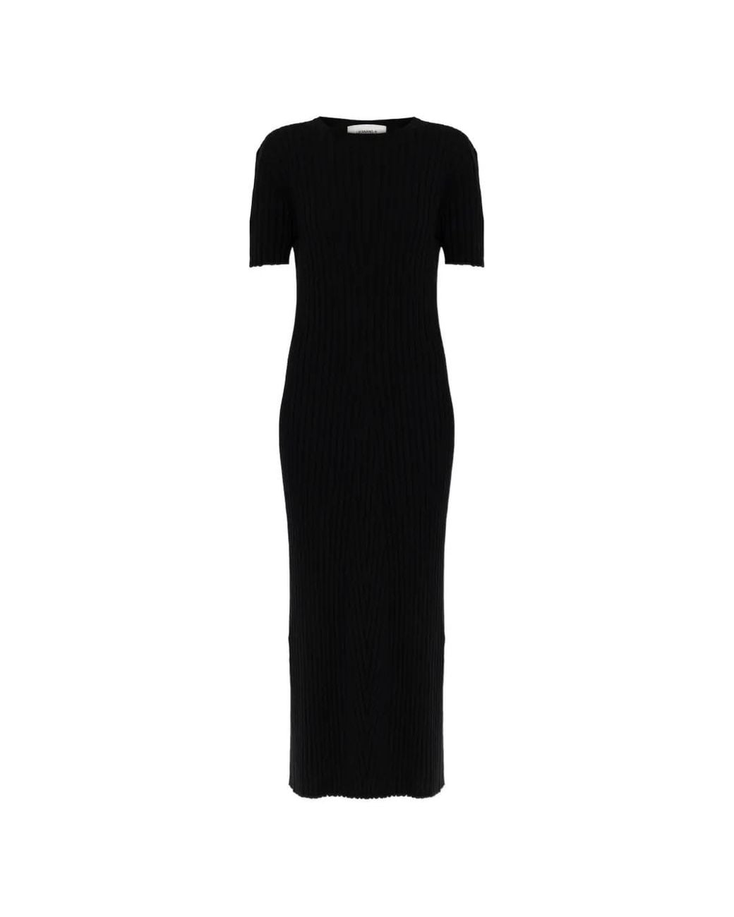 Lisa Yang Black Isabela Ribbed Midi Dress