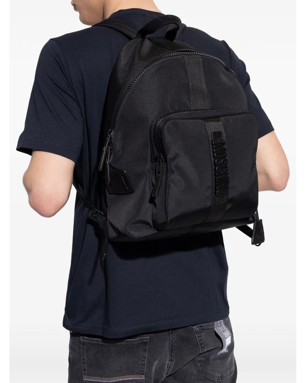 Moschino Black Logo-Detail Backpack for men