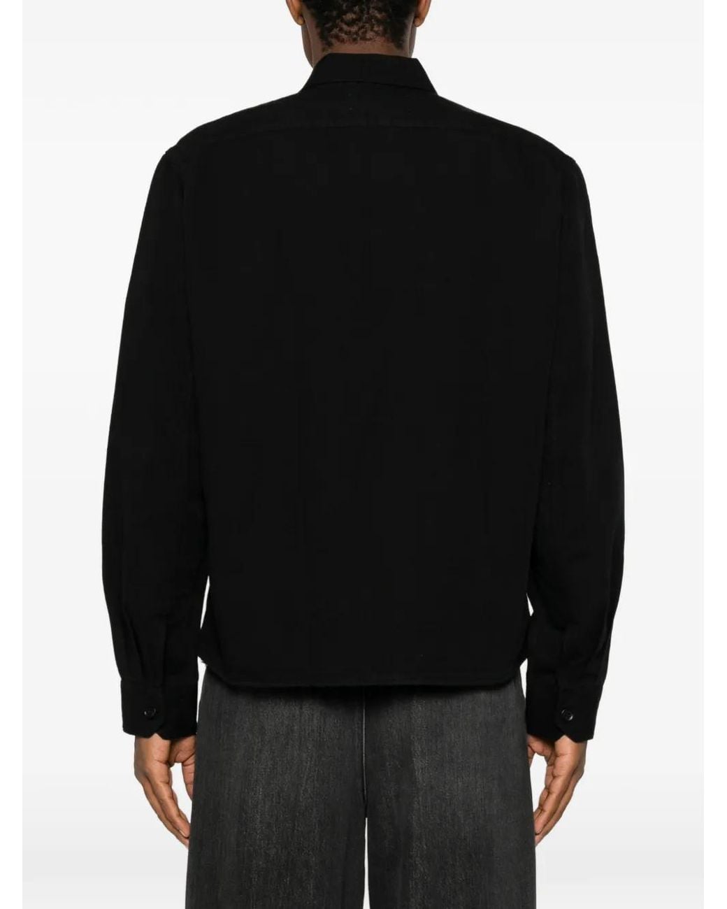 Studio Nicholson Black Long-Sleeve Button-Up Overshirt