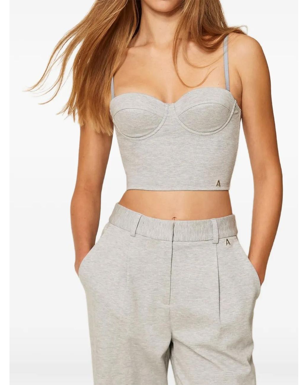 Twinset Gray Actitude Shaped Cup Bustier Top