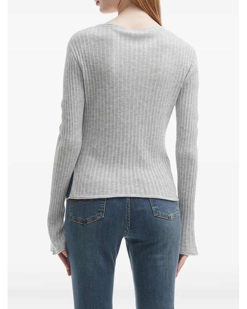 B+ AB Gray Ribbed-Knit Top