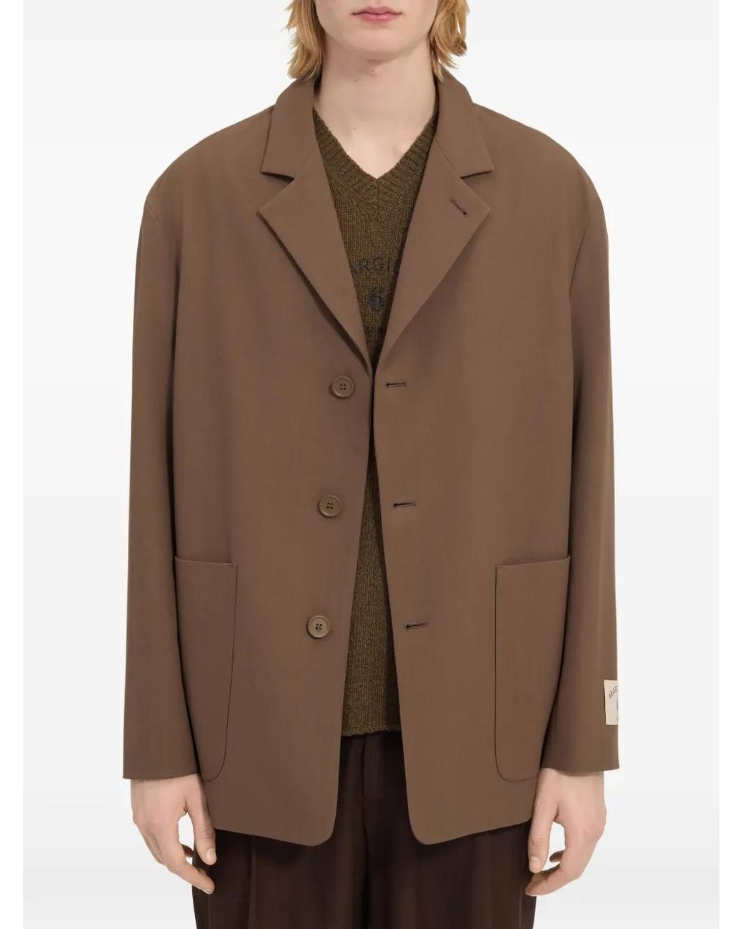 MM6 by Maison Margiela Brown Blazer En Laine Mélangée for men